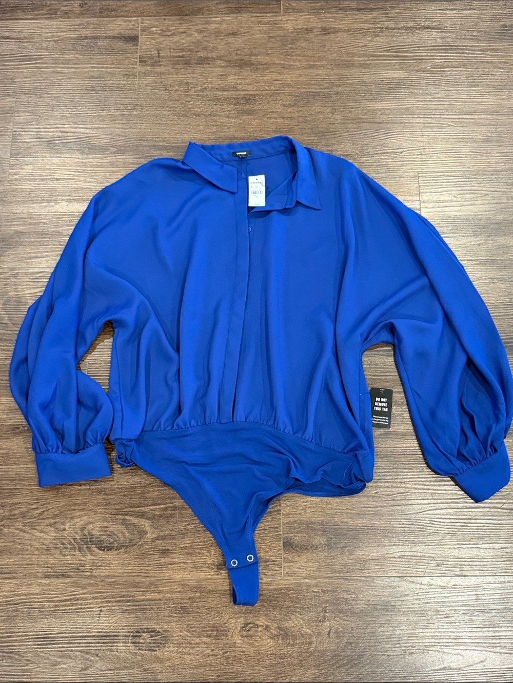 Express Royal Blue Button-Up Bodysuit